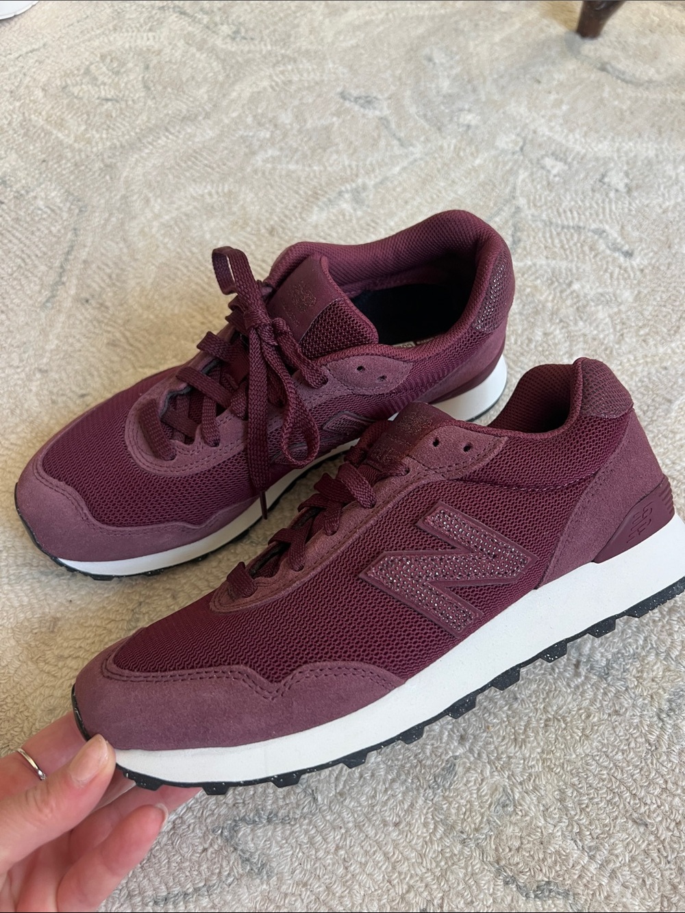 New Balance Women's Wine Burgundy Mesh & Suede Sneakers